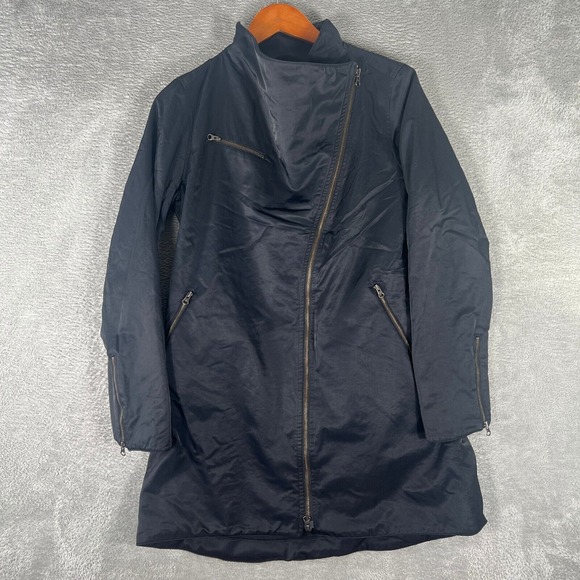 Eileen Fisher Funnel Neck Jacket‎ Womens XS Asymmetrical Full Zip Minimalist - Picture 1 of 8